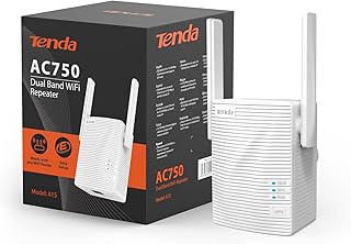 Tenda A15 AC750 Dual Band Universal WiFi Repeater, Broadband/Wi-Fi Extender, Wi-Fi Booster/Hotspot with 1 Ethernet Port, Plug and Play, Built-in Access Point Mode, UK Plug