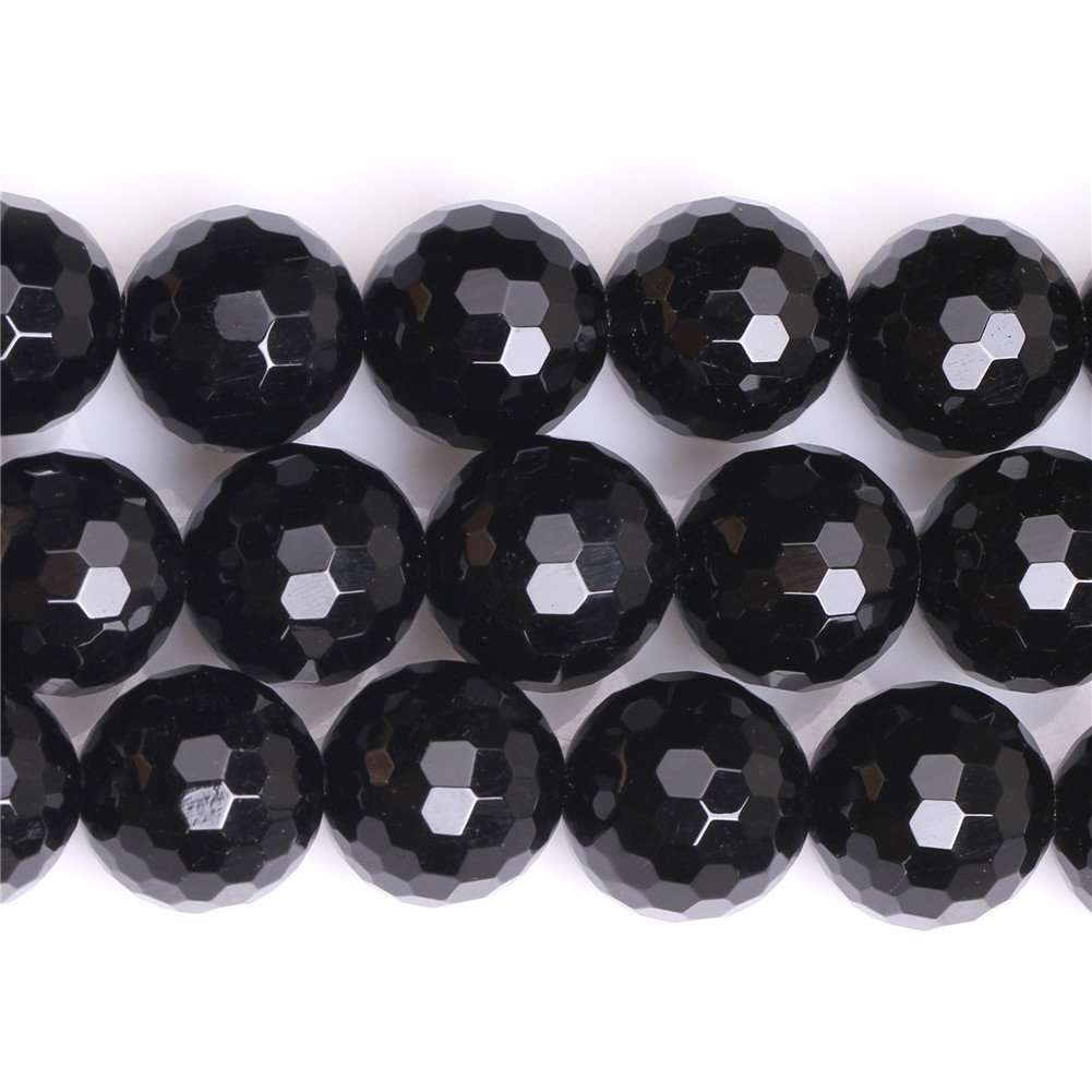 Sweet & Happy Girl's Store 16mm Round Faceted Gemstone Blackagate Bead Strand 15 Inch Jewellery Making Beads - Image 4