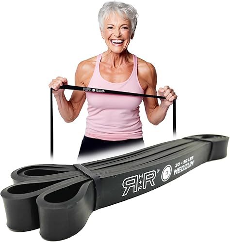 RR HF Bandas de asistencia para dominadas con videos de entrenamiento medianas 30-50 libras bandas de resistencia resistentes para asistencia de