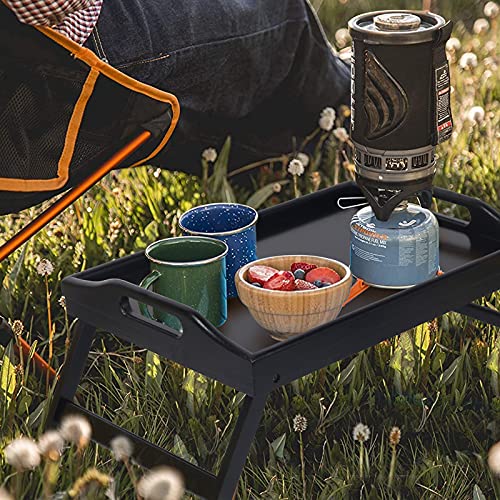 Breakfast Tray Table With Folding Legs Serving Tray (Black Medium) #TOP6