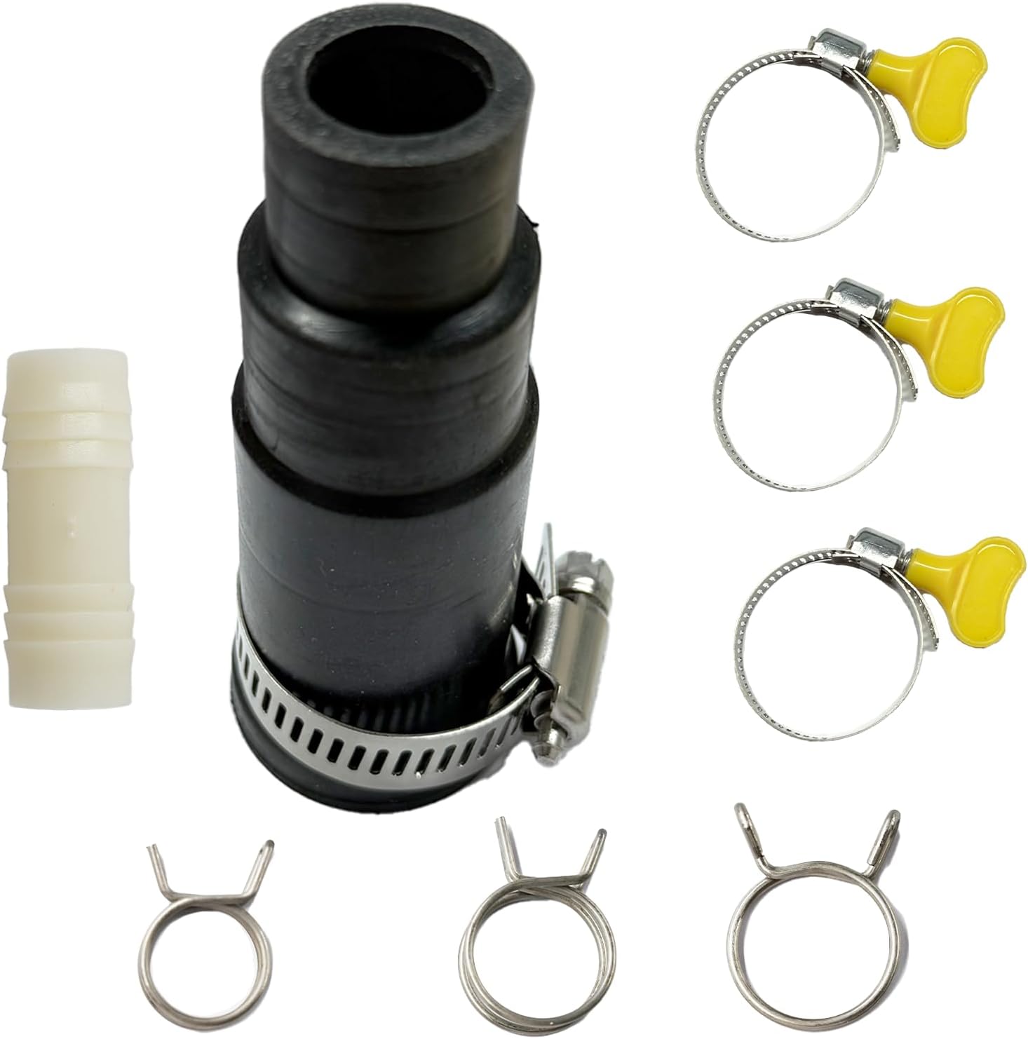 Dishwasher Hose Connector with Inlet Connector, Dishwasher Connector Kit Compatible with InSinkErator garbage disposers, Clamp and Spring Clamps