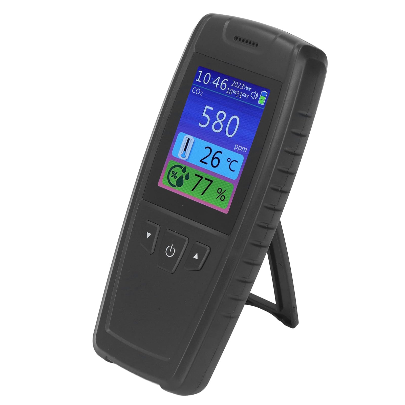AMONIDA Detector de Dióxido de Carbono Monitor de CO2 Portátil de Alta Precisión para Calidad del Aire Interior Oficina en Casa ABS 1 Unidad