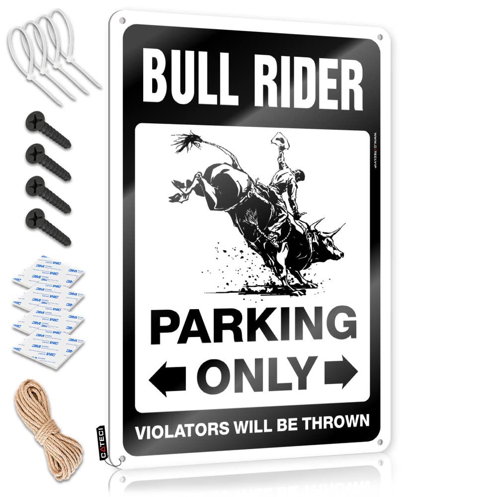 Signs Home Entrance Decor Wall Decor | Bull Rider Parking Only Nostalgic For Country Bar Home(20X30CM)