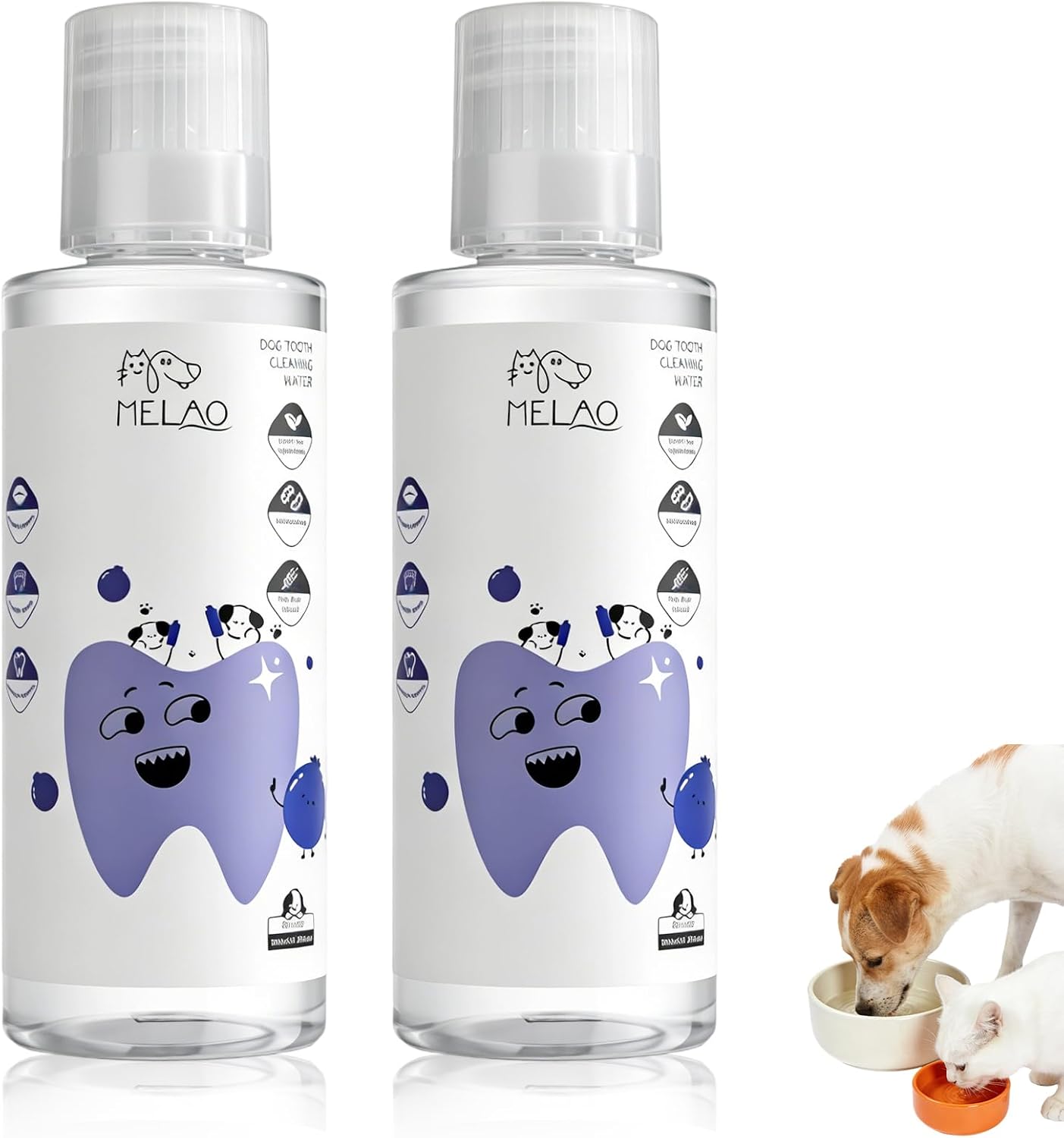 2pcs Dental Water Additive, Specialized Dental Care Formula，Natural Flavorless Teeth Cleaning Mouthwash, Freshens Dog Breath & Promotes Healthy Gums, Easy Daily Use for All Pet 200ml/6.76fl.oz