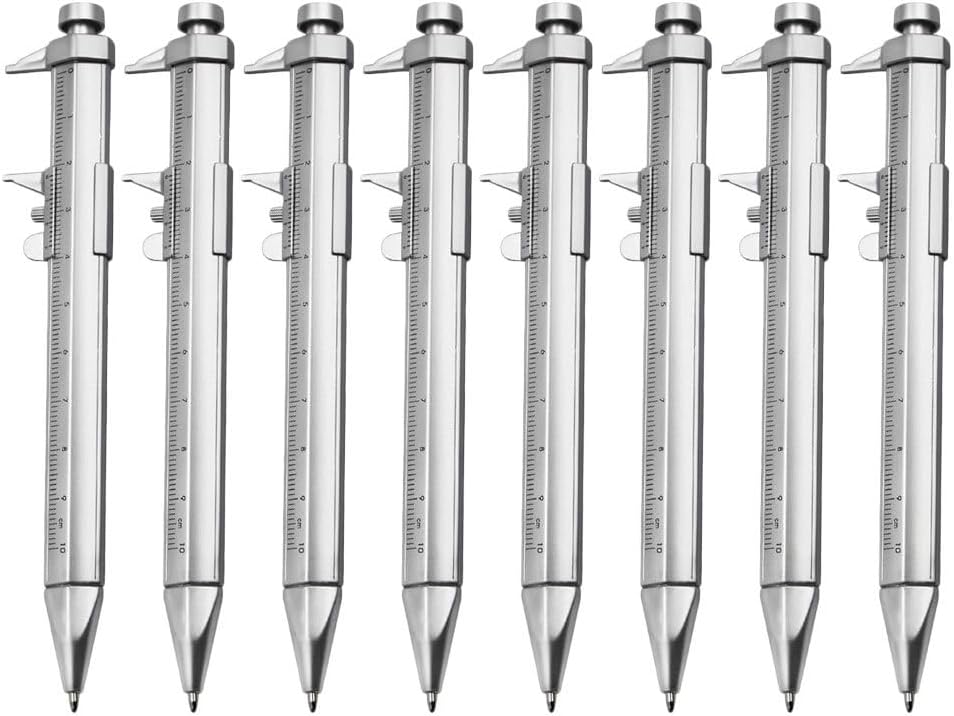 Angoily 8pcs Caliper Ballpoint Pen Fine Point Black Pens Draw Pen Caliper Supplies Stationery Office Supply Caliper Ball-point Pen Scale Ballpoint Pens Multi-use Pen Plastic Silver