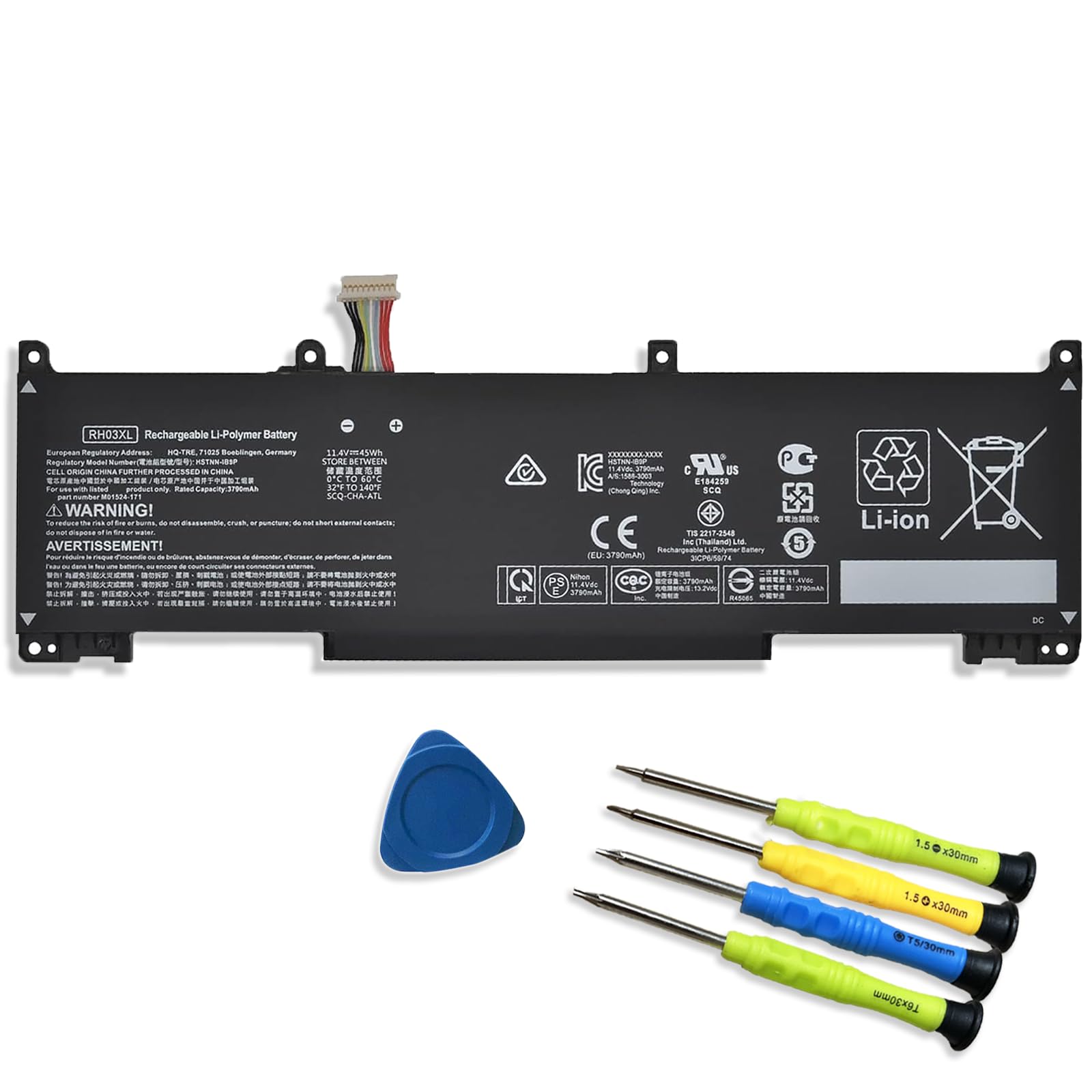 RH03XL Laptop Battery Replacement for HP ProBook 630 440 445 450 630 640 650 G8 Series HSTNN-IB9Q HSTNN-OB1T HSTNN-DB0B HSTNN-UB7X M01524-2B1 M01524-AC1 11.4V 45Wh 3790mAh