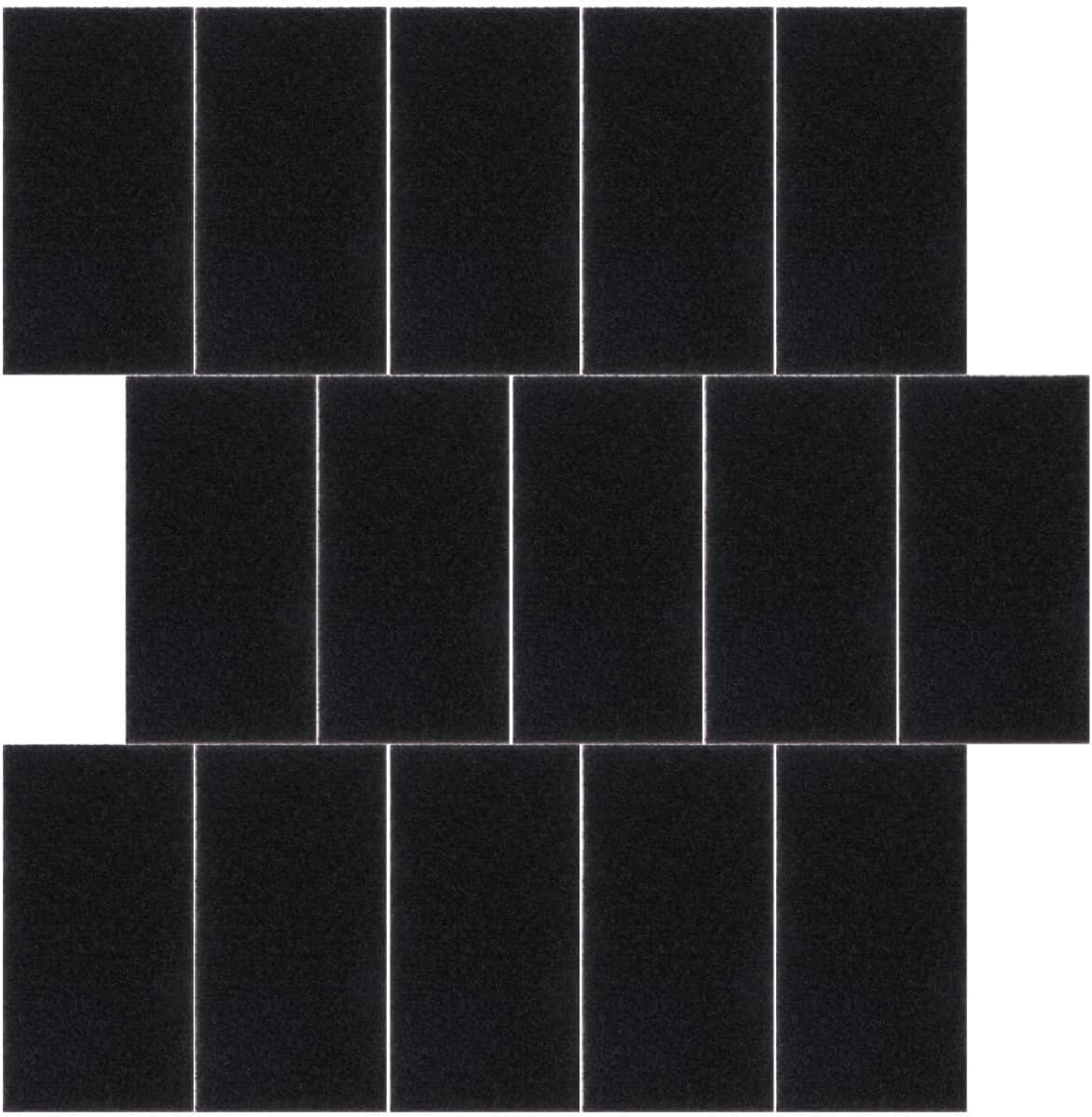 Self-Adhesive Hook and Loop Fastener Strips Black 5x10cm 30 Sets Heavy Duty Carpet and Wall Fixing Tapes for Home and Office Use