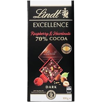 Lindt Tablet, Chocolate Excellence, Raspberry &amp; Hazelnuts, 70% Cocao, Halloween Gift