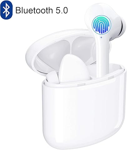 Wireless Earbuds ZBC Bluetooth 5.0 Stereo Headphones Touch Control Earphones with Charging Case Microphone Noise Cancelling Waterproof Headset Compatible with Android iOS iPhone Samsung White