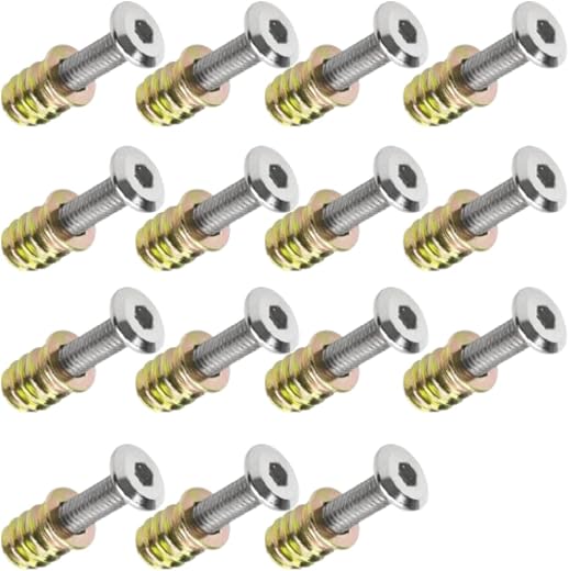DEEGAAMART Zinc Alloy Threaded Wood Inserts Hex Socket Drive Nuts &amp; Bolt Fasteners for Furniture, Wood Plugs, and Screw Ho...