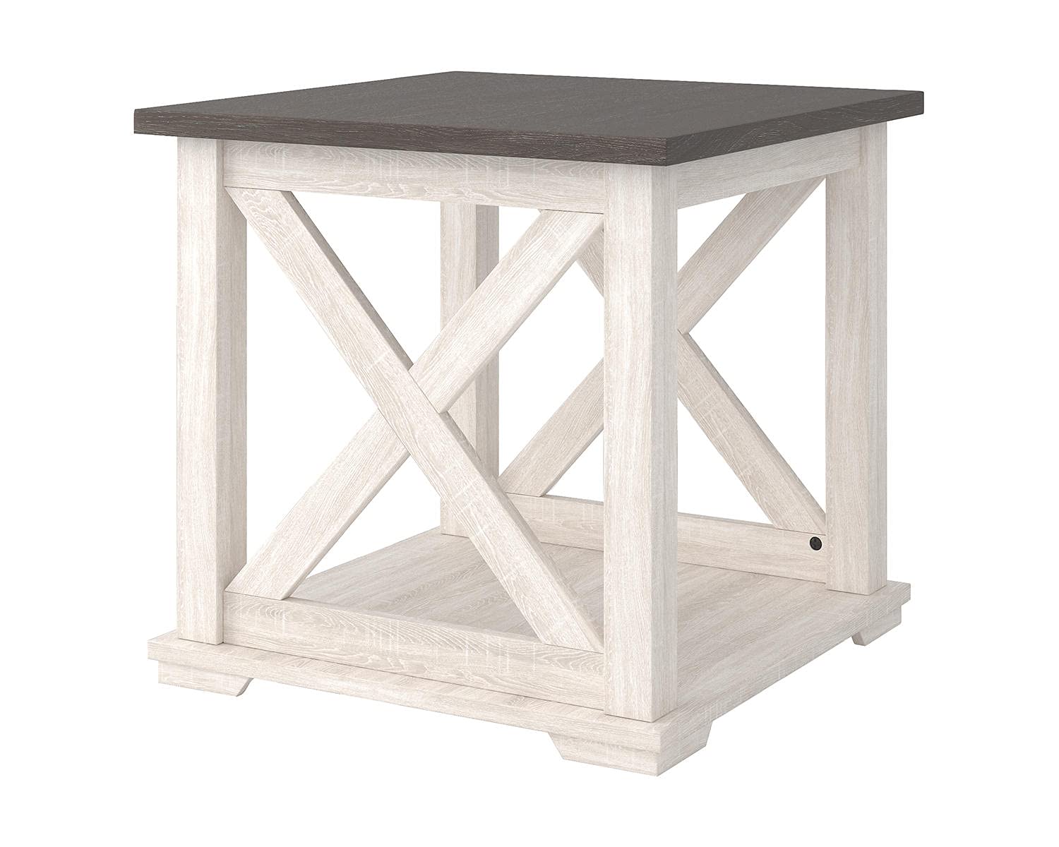 Signature Design by Ashley Dorrinson Square Modern Farmhouse End Table, Two Tone White & Brown