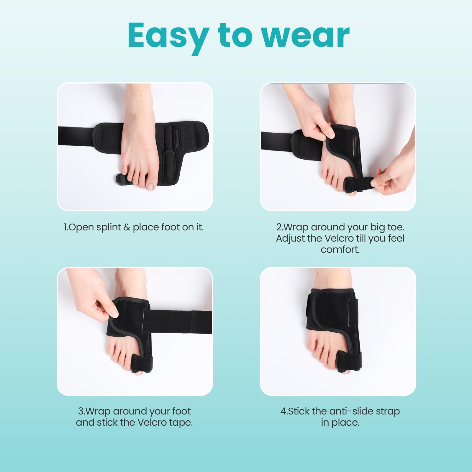 Promifun Toe Splint for Broken Toes – Big Toe Splint for Women & Men – Support Brace for Day & Night Use – Bunion Corrector – 1 paio di dispenser gel