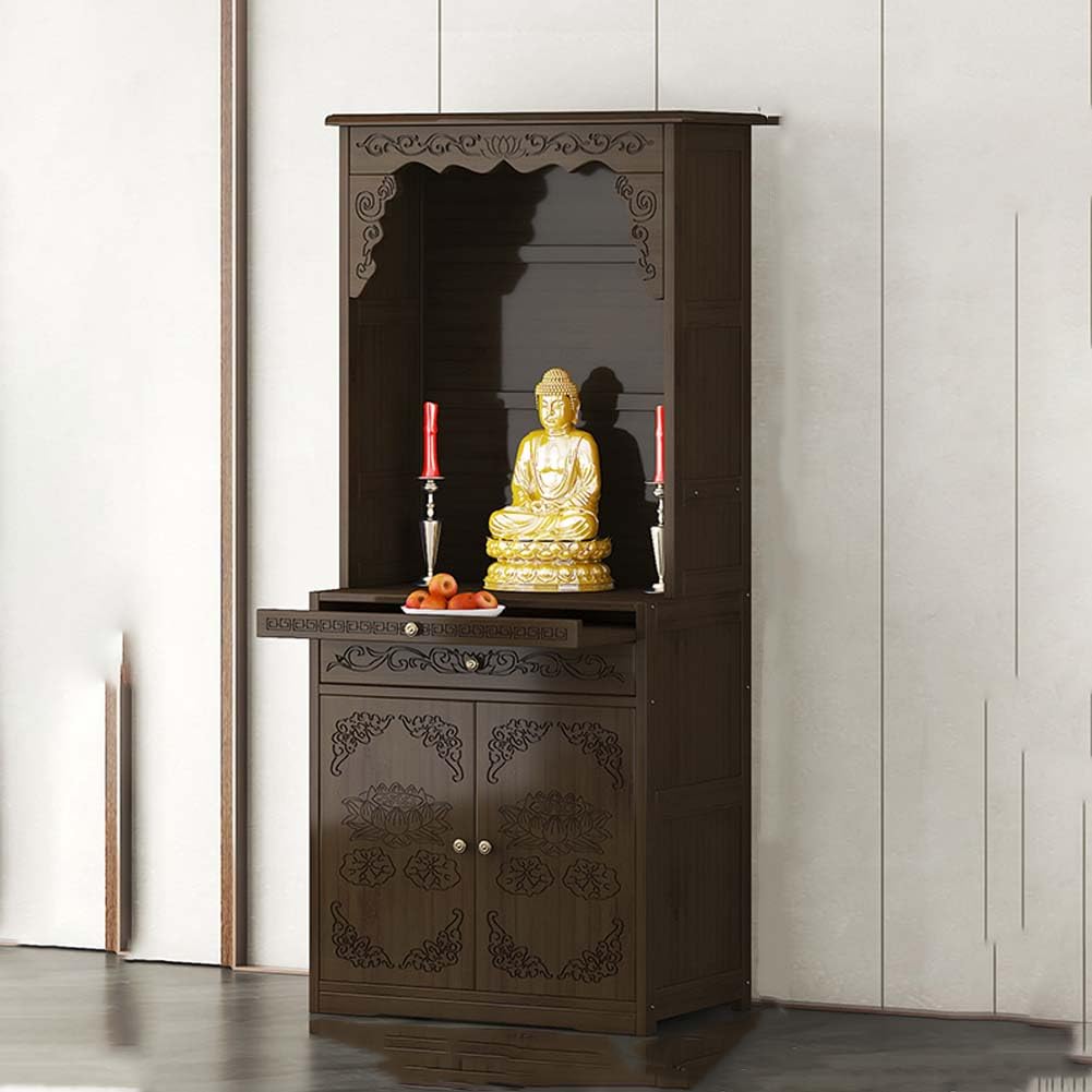 Personal Shrine Altar Table with Storage, Altar Cabinet, Meditation Prayer Table, Buddhist Altar, Meditation Chinese Buddha Niche Cabinet (70cm)