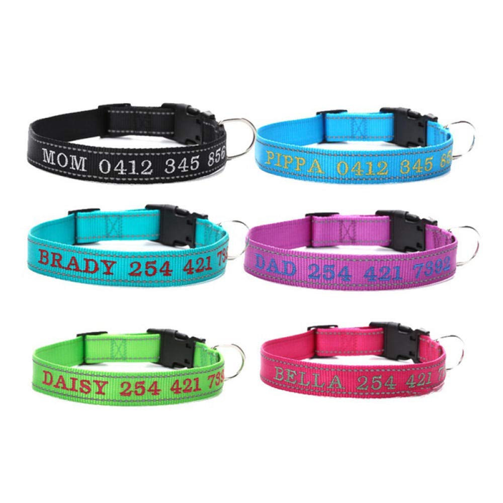 LYVQZPWLRHund mit Werkzeug, Haustierleinen Personalisiertes Hundehalsband Nylon Reflektierendes Halsband Stickerei Name Telefonnummer Individuelle Halsbänder Graviert(Purple,Small)