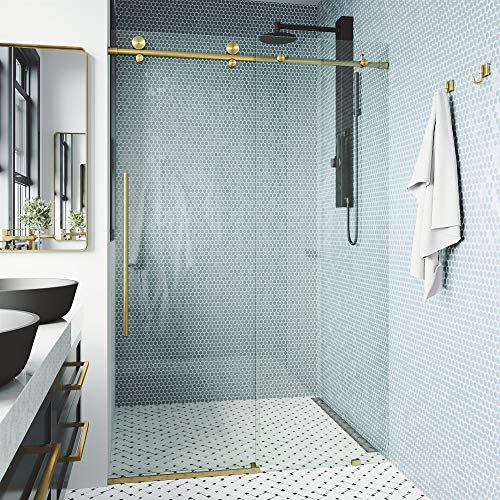 Vigo Elan E-Class Adjustable 64-68 In. W X 76 In. H Frameless Sliding Rectangle Shower Door With Clear Tempered Glass And Matte Black Stainless Steel Hardware With Reversible Handle - Vg6021Mbcl6876 #TOP7