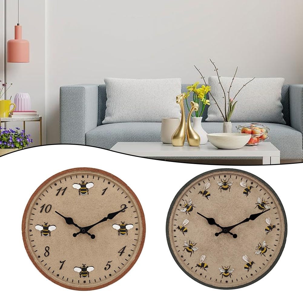 Horloge murale d'extérieur pour jardin, 30,5 cm, étanche, motif abeille, IP44, résistante aux intempéries pour décoration de terrasse, piscine