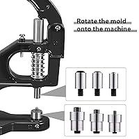 Vista 3 de Hand Press Grommet Machine,Eyelet Hole Punch Tool Kit,Grommet Eyelet Tool Kit with 3 Dies (#0#2#4) with 1500 Pcs Grommets Eyelet(6, 10, 12mm) Press