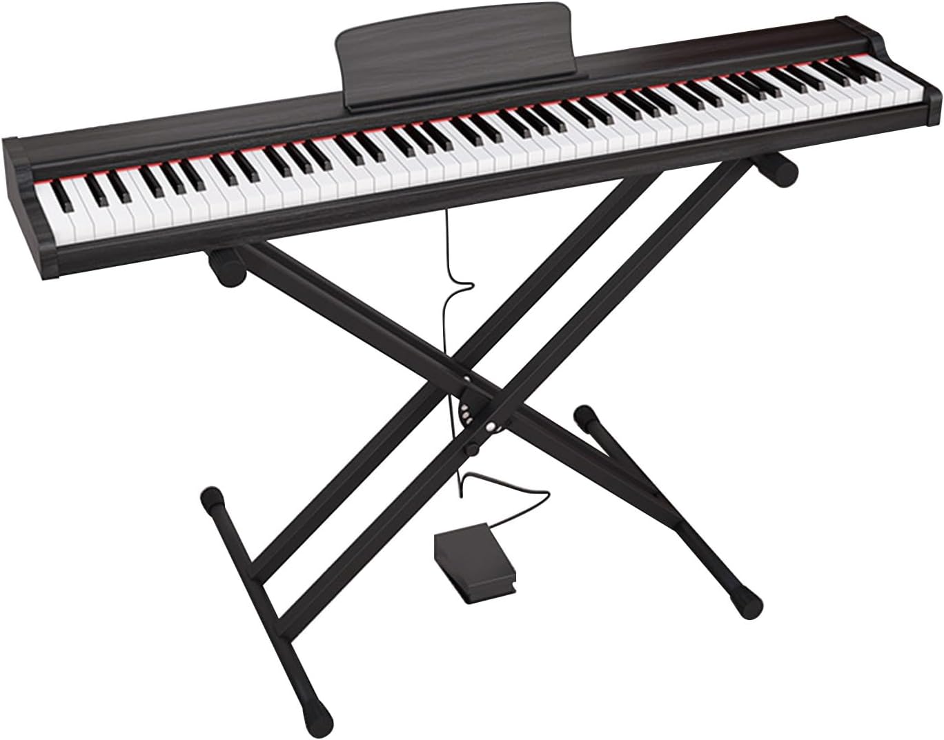 Piano Keyboard 88 Keys Beginner Digital Piano Velocity-Sensitive Keys Portable Electric Piano With Stand, Sustain Pedal, Carrying Bag And Music SheetBlack