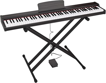 Piano Keyboard 88 Keys Beginner Digital Piano Velocity-Sensitive Keys Portable Electric Piano With Stand, Sustain Pedal, Carrying Bag And Music SheetBlack
