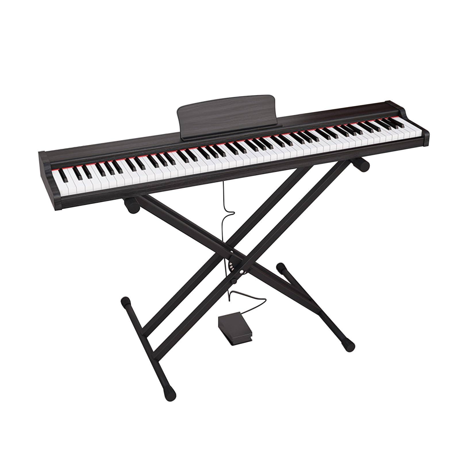 Tastiera for pianoforte digitale a 88 tasti for principianti, tasti sensibili alla velocità, pianoforte elettrico portatile con supporto, pedale sustain, borsa for il trasporto e spartiti.(Black)