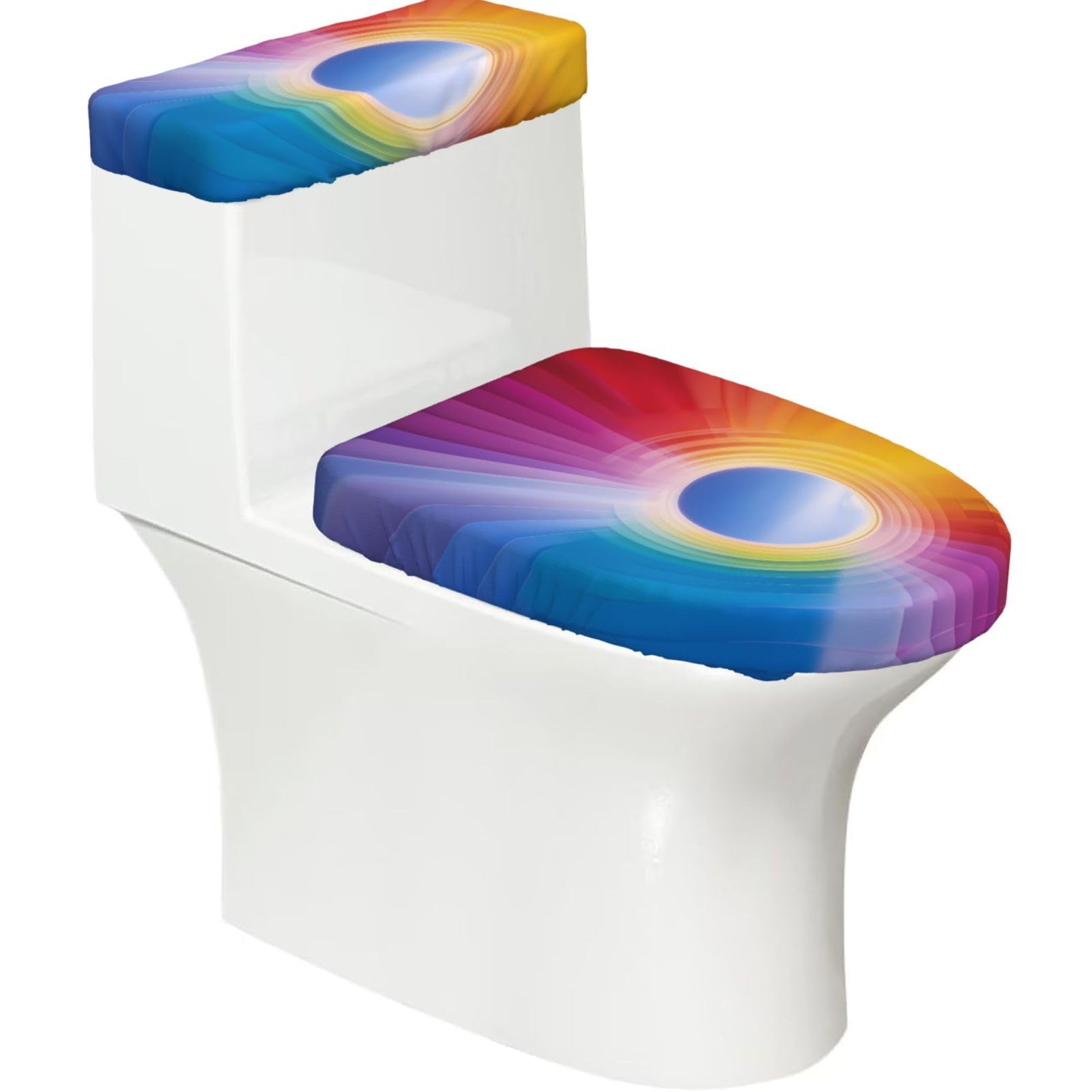Mrowyc Black Rainbow Printed Toilet Seat Set - Set Of 2 - Universal Toilet Seat Cover - Housewarming Birthday Christmas Gift