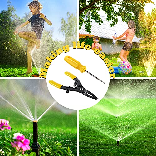 Gulfmew Sprinkler Rotor Tool And Plier Spray Head Tool Set Compatible With Rain Bird 1800/5000 Series Sprinkler Heads, Spray Head Pull Up Tool Kit Fit For Lawn Irrigation System Repair, Yellow #TOP2