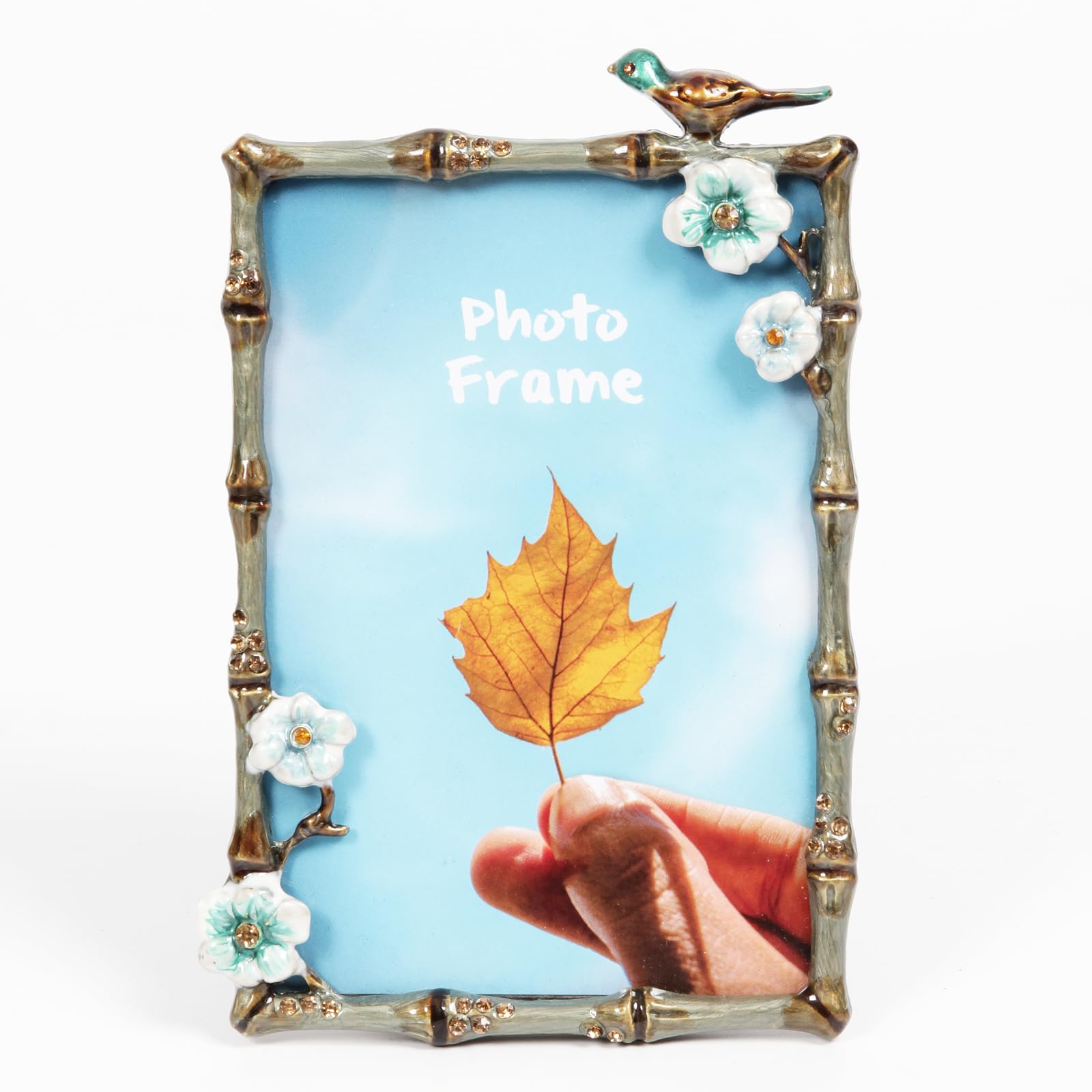 Decorative Picture Frame, Display 4 x 6 inch Pictures with HD Glass Front, Rectangle Metal Vintage Floral Photo Frame for Tabletop, Home DΓ©cor