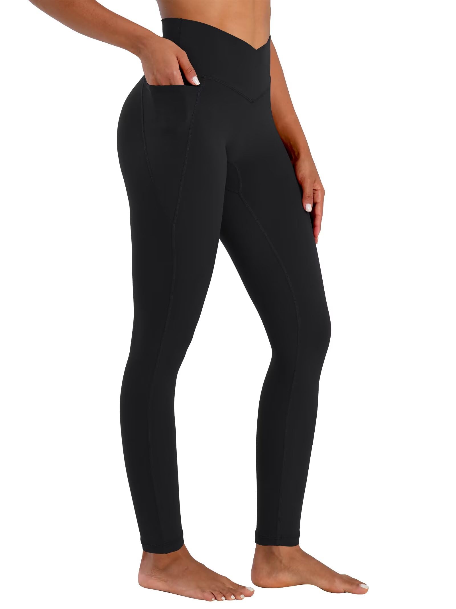 Sunzel Butt Lifting Scrunch Leggings for Women with Pockets No Front Seam Crossover Workout Booty Yoga Pants Tummy
