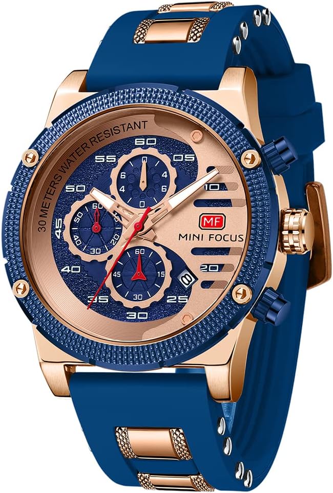 Mens Watches for Men Casual Chronograph Waterproof Sport Military Watch Analog Quartz Movement Stylish Luxury Dress Wrist Watch Elegant Gift Watch for Men