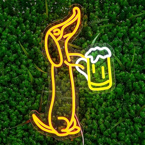 LMSIGNLY Dachshund Neon Schild für Wand Dekor Dackel LED Neon Licht Bar Neon Lichter Bier LED Neon Schilder für Haustier Shop Bar Pub Party Hund Liebhaber Dackel Geschenke Dachshund Christmas Decor