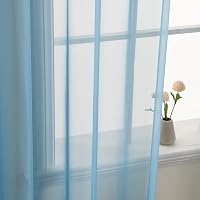 MIULEE Áttetsző Voile Függöny Szett, Szürke-Kék, 2 db, 245x140 cm, Puha Poliészter, Karnistartóval, Nappali és Hálószoba Dekoráció 6
