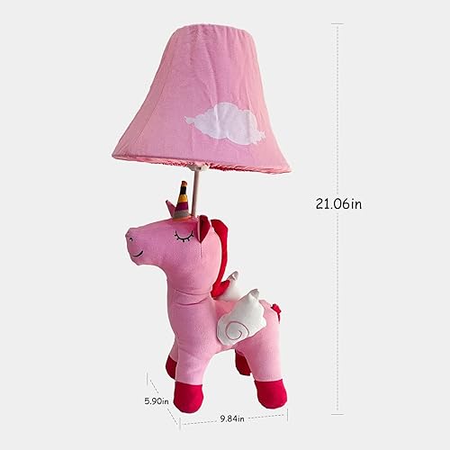 Miniatura 6 de HERBESTBAY Lámpara de noche lámpara de mesa de diseño creativo de unicornio rosa para sala de estar 19 pulgadas de alto lámpara de mesa pequeña de