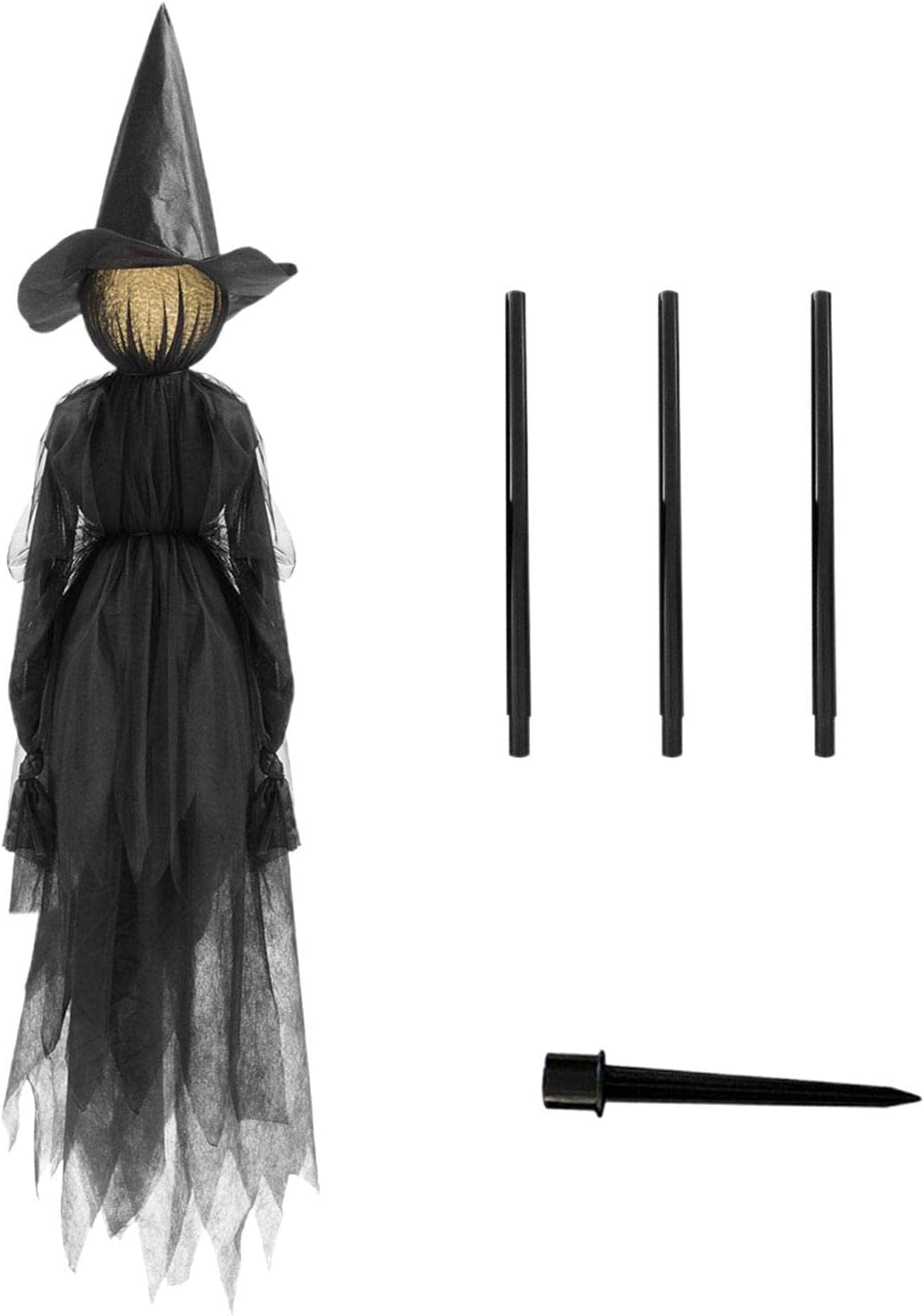 Large Light Up Screaming Witch With Stake Halloween Decoration Outdoor Witches Holding Hands Glowing Witch Life Size Scary Decor