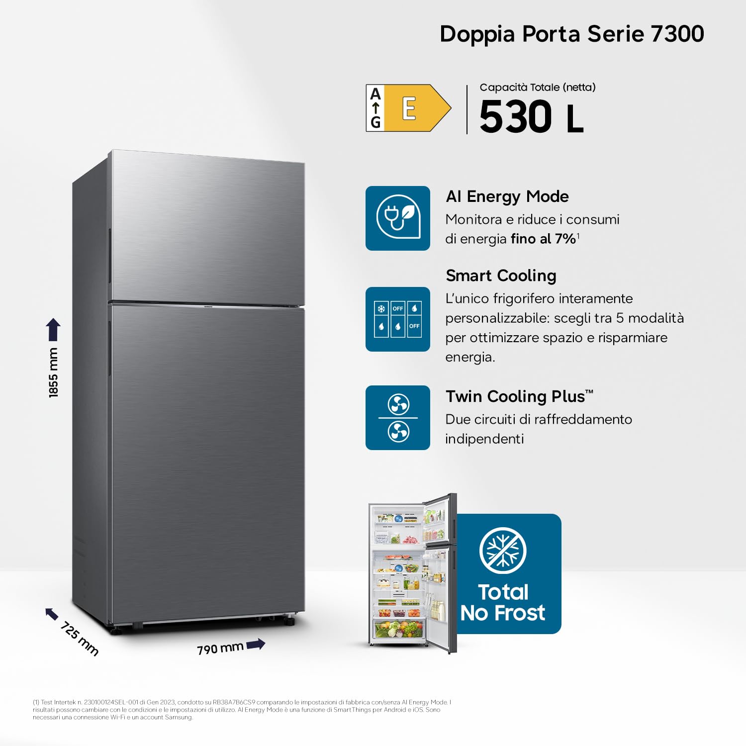 FRIGO 2P. 530LT L79CM CE.E NOFROST INV WIFI M.INOX