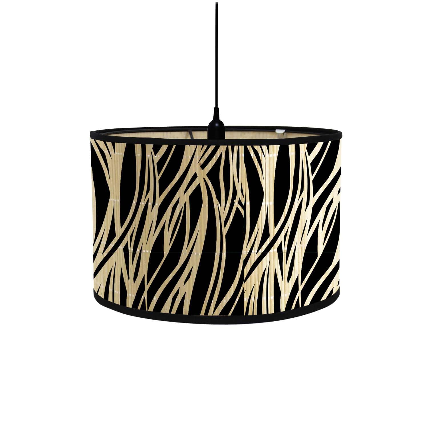 Retro Bamboo lampshade, Round Drum Shaped lampshade for Tables or Chandeliers, Suitable for Simple Ceiling Chandeliers (Style 12)