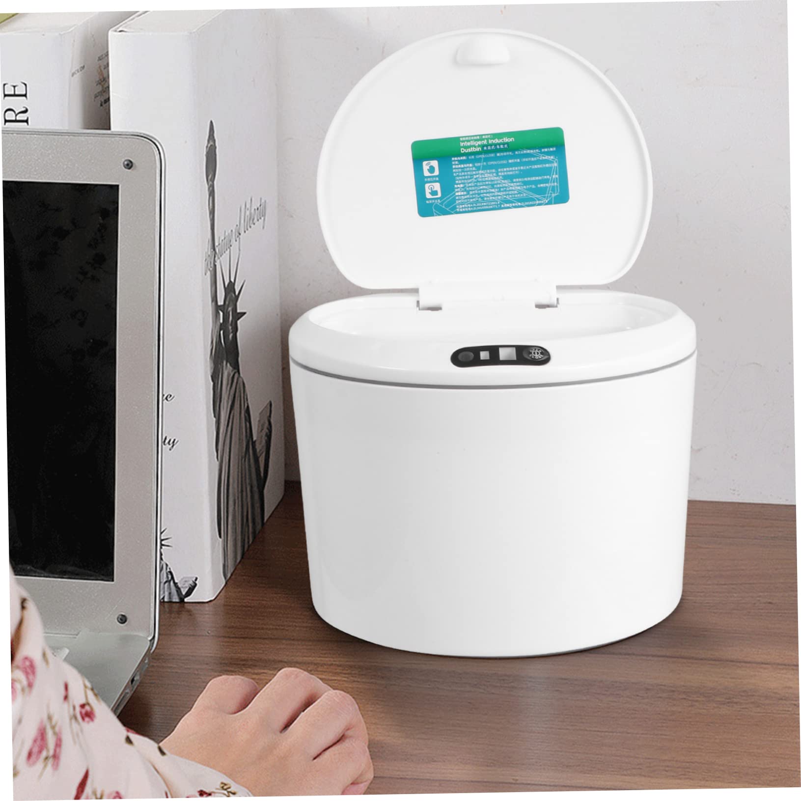 Cabilock Poubelle de Voiture Intelligente à Capteur Infrarouge, en Plastique Blanc Compacte et Peu Encombrante pour Véhicule et Bureau