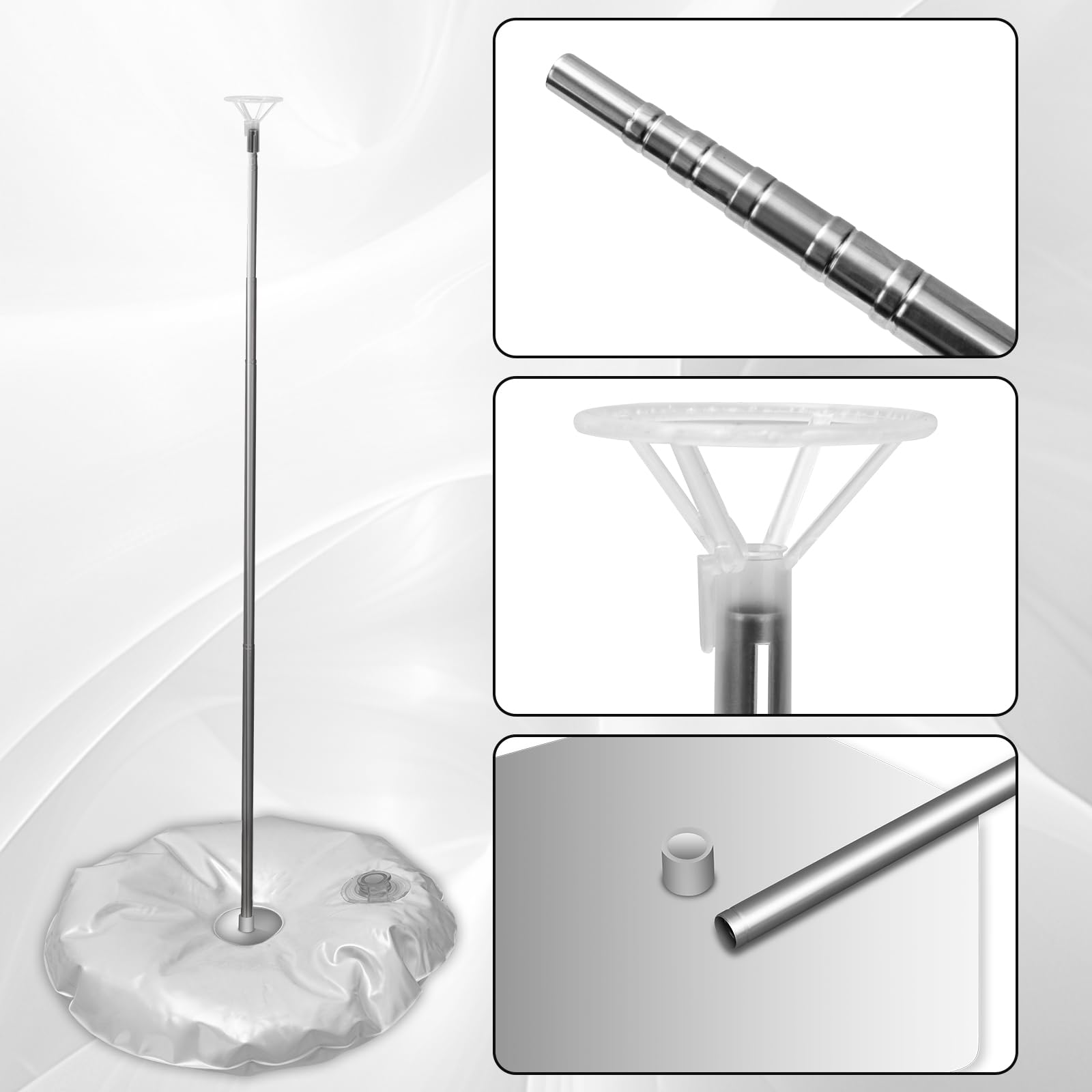 Kit De 4 Supports De Colonne De Ballon En Métal Télescopique (40-200cm) - Structure Arche Ballon Réglable & Réutilisable Avec Base Lestée (Sac D'eau) Pour Décoration Anniversaire, Mariage & Fête
