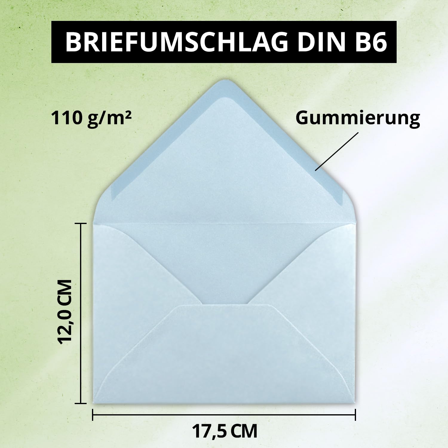Set de cartes pliables format B6 | avec enveloppes et feuillets – Idéales comme cartons d’invitation et cartes de vœux – Convient à l’impression – 100 Sets 19-hellblau