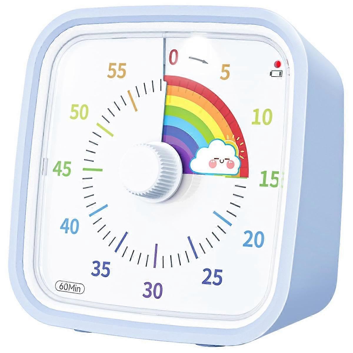 JOYHAPPST 60 Minute Visual with Protective Case, Rainbow Disk, Silent Countdown Time Management Tool Light Blue