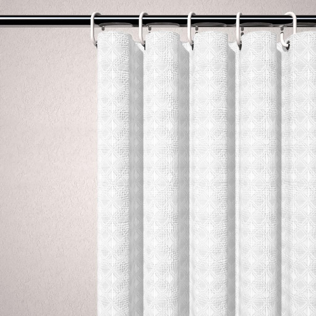 Bathing Curtain with no Punching, dust-Proof,Waterproof White Diamond Shaped Shower Curtain