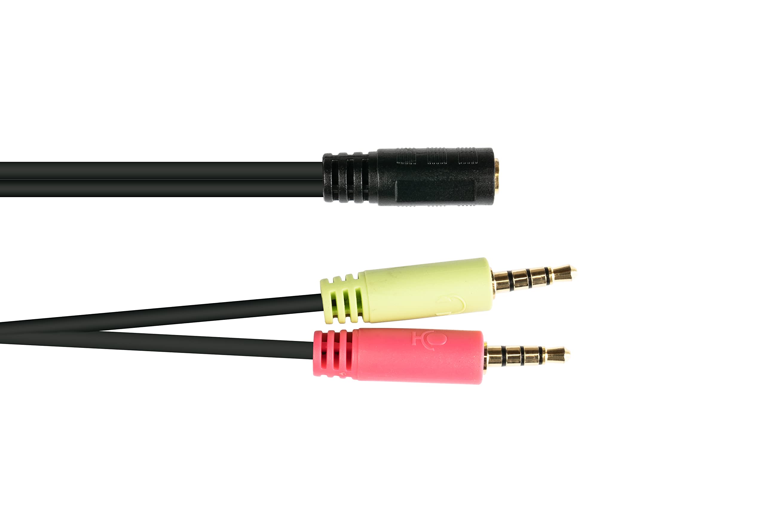 Good Connections ACV Electronic Adaptateur casque avec 2 prises jack 3,5 mm à 3 broches vers 4 broches 3,5 mm Noir 20 cm
