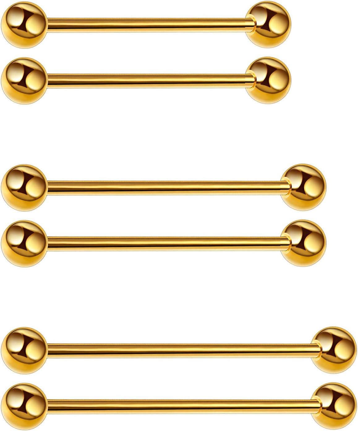 Industrial Piercing Jewelry Kit 6 Pcs Stainless Steel Industrial Earrings Bar Set Barbells Ear Piercing Jewellery for Hypoallergenic Women Men 34-38 mm