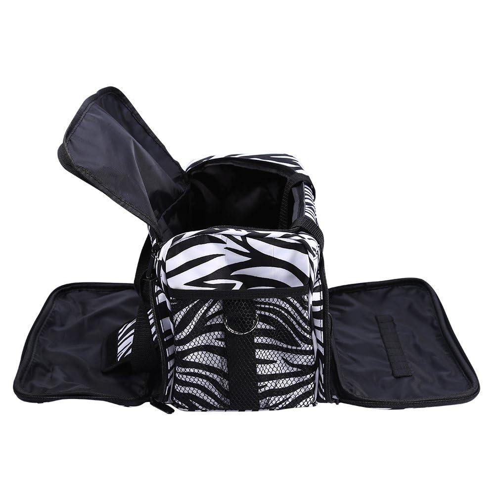 Profi Friseurtasche, Zebra Salon Werkzeugtasche Friseurtasche mit Schultergurt Zubehörtaschen Anpassbare Innenausstattung - ideal für Blow Dryers Haarglätter Lockenwickler Abteilklammern Haarbürste