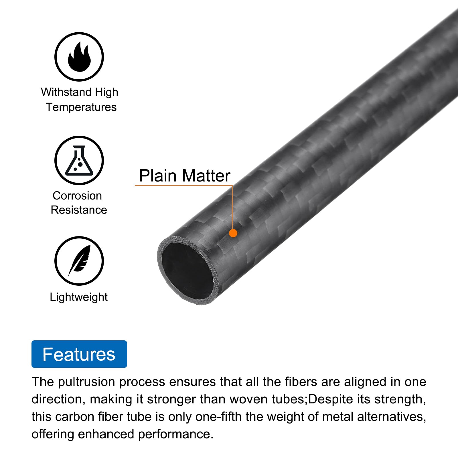 QUARKZMAN 4Pcs Tubes en Fibre de Carbone 10 x 12 x 330mm Surface Mate Tige en Carbone Enroulée en 3K pour avion RC, Quadricoptère, Multicoptère
