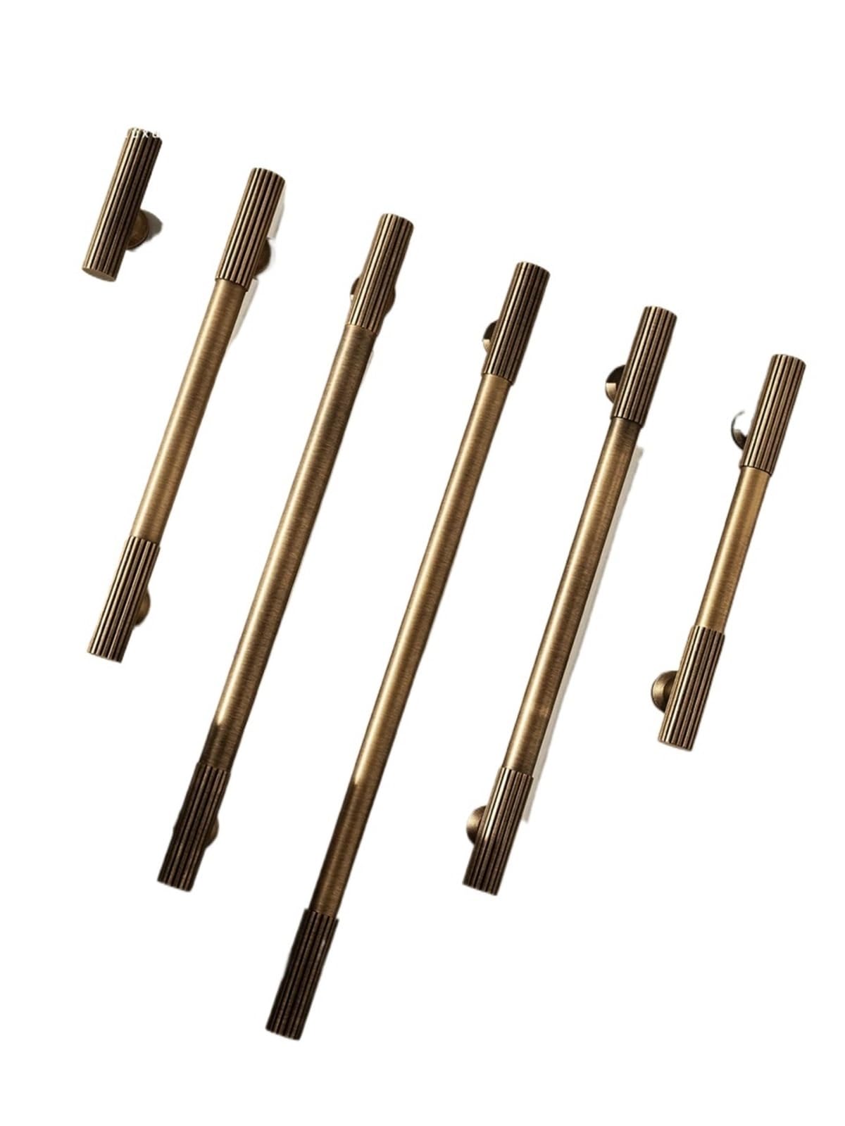 Gwyzax 2159-192-Ab Antique Cabinet Pulls Solid Antique Brass Handle Knitted Ribbed Bedroom Wardrobes Kitchen Cabinet Long Pulls T-Bar Drawers Knobs Bronze