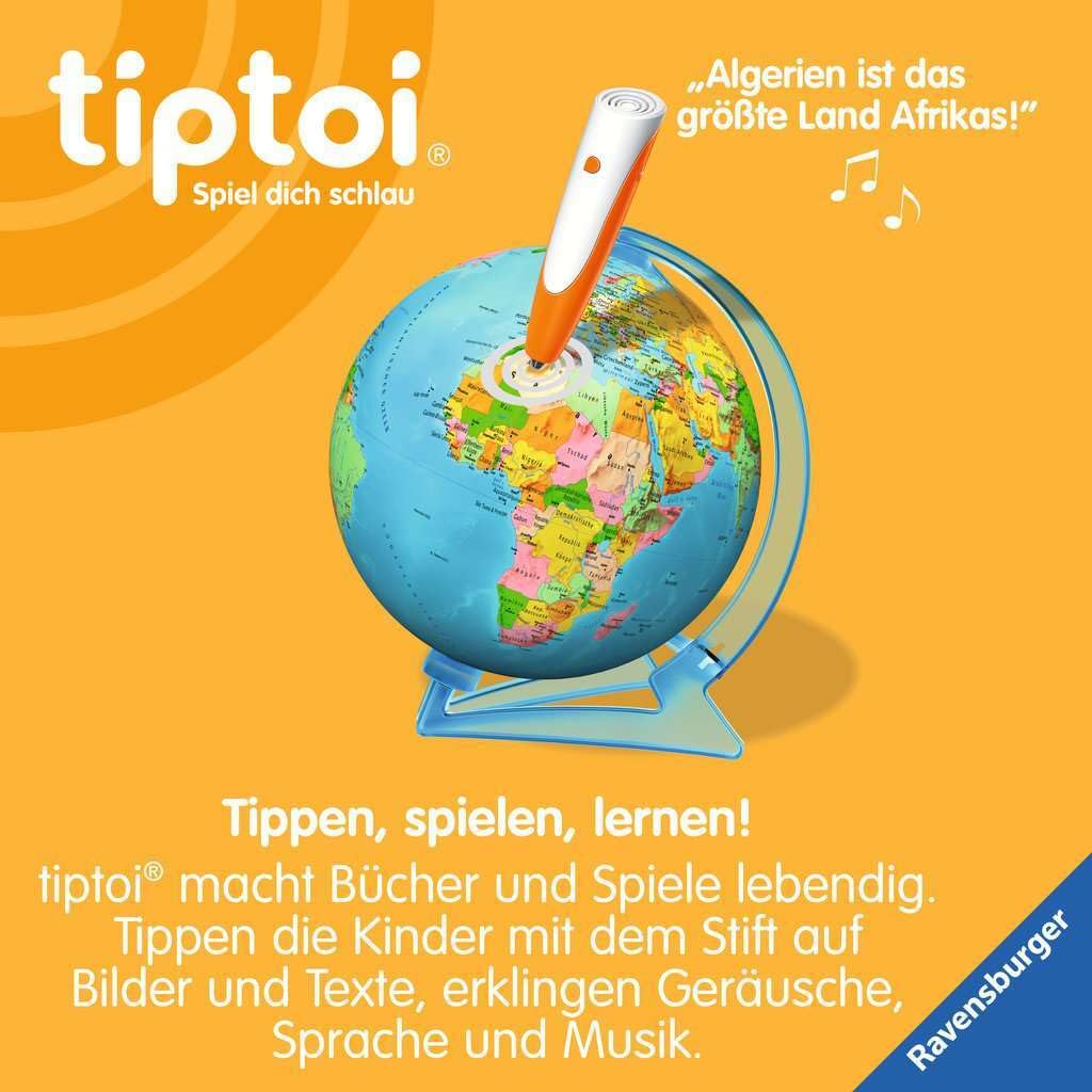 Ravensburger tiptoi game 00107 - Il globo interattivo della conoscenza - globo didattico per bambini dai 7 anni in su, giocattoli per maschi e femmine, per 1-4 giocatori