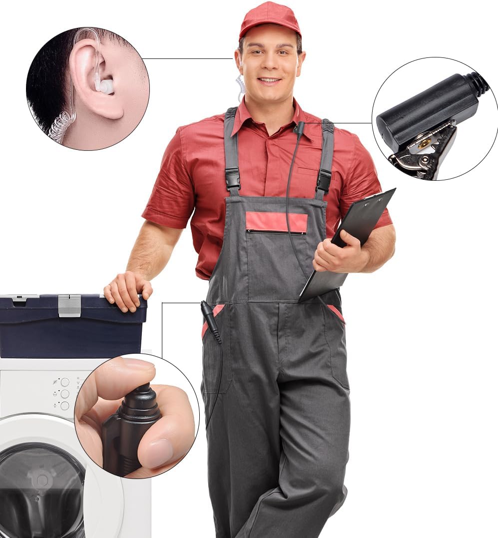 Walkie-Talkie Headset, Three Wires Acoustic Tube Earpiece with PTT for Motorola XPR6350 XPR6550 XPR7550 APX 4000 6000 7000 HT Two-Way Radio