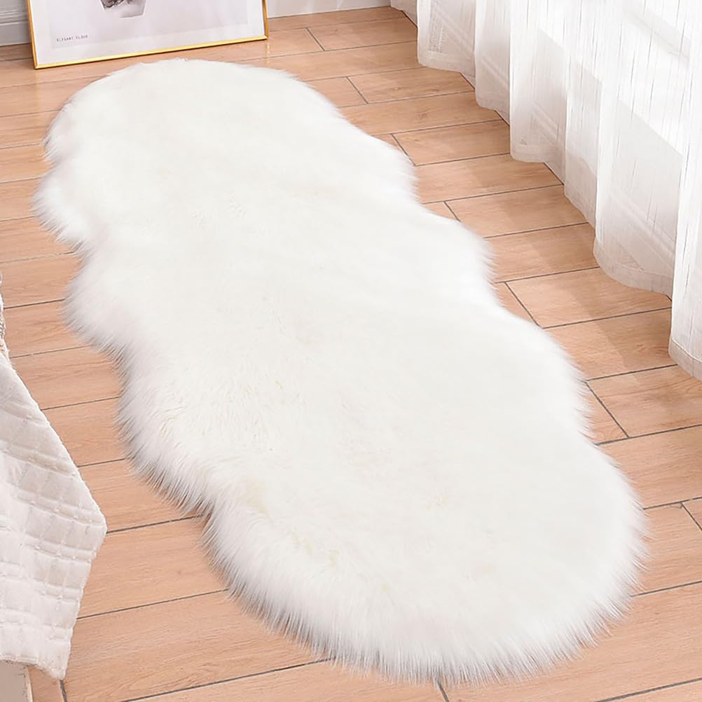 Shaggy Deep-Pile Rug, Non-Slip Washable Fluffy Rugs Area Runner Rugs Modern Decorative Rug for Bedroom, Living Room,white,180 * 70cm