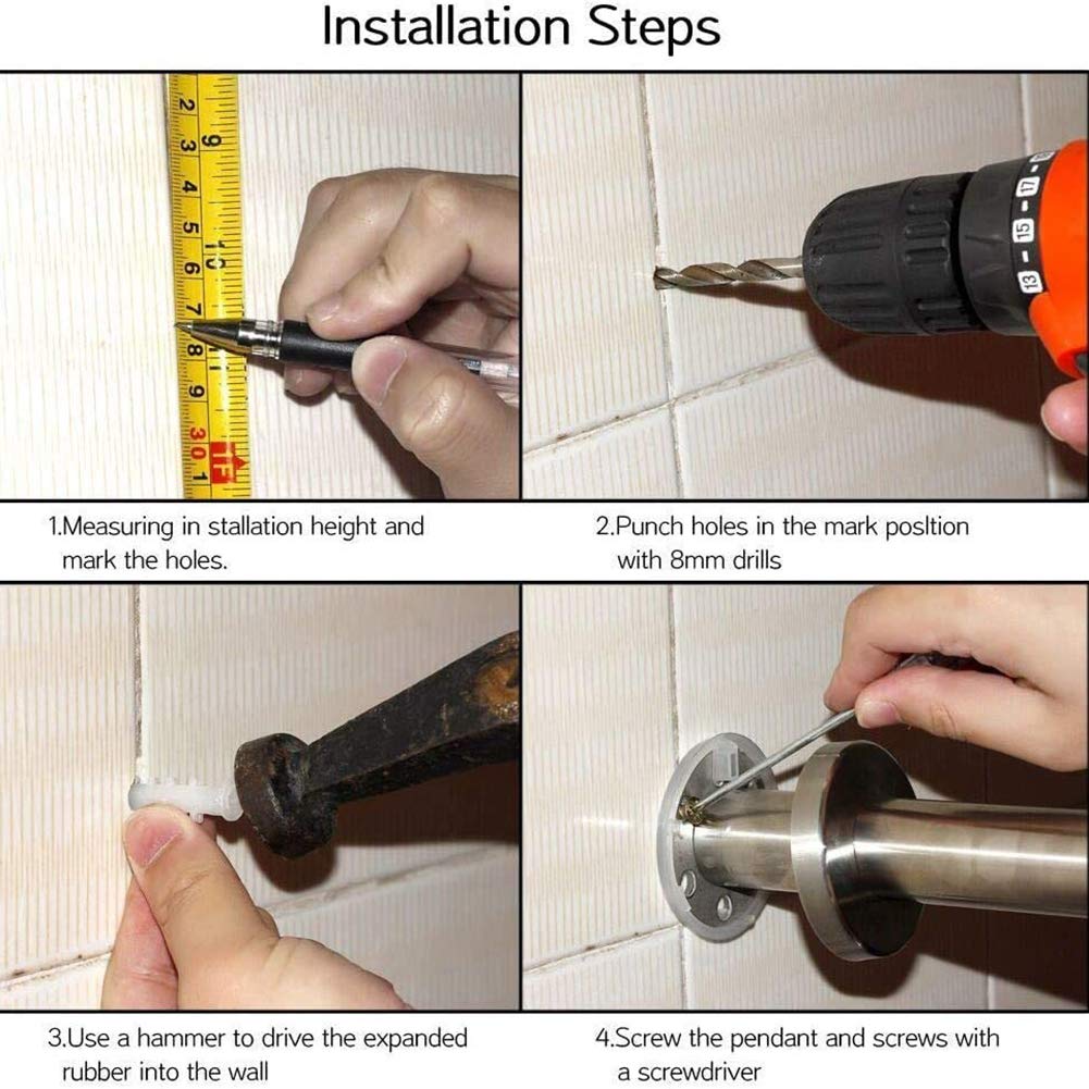 Asa De Seguridad para Baño Barra de Seguridad Baño Pared Suelo para Minusválidos Barra de Sujeción Baño para Discapacitados en Acero Inoxidable Acabado Satinado