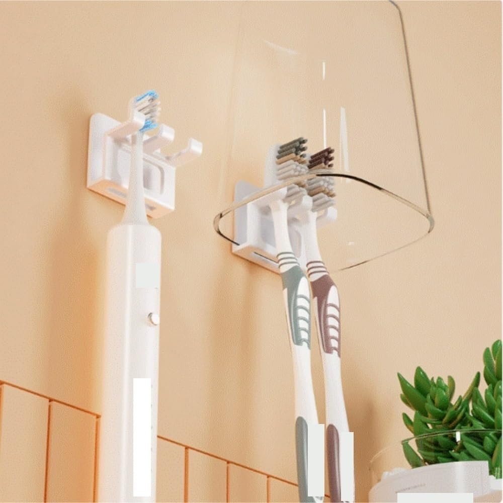 Portacepillos de Dientes para Familia Portacepillos De Dientes Y Portavasos Pasta For Varias Personas Montado En La Pared Cocinas(Transparent,1pcs)